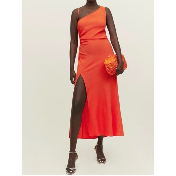 Reformation Vibrant Orange One-Shoulder Dress - Picture 1 of 7